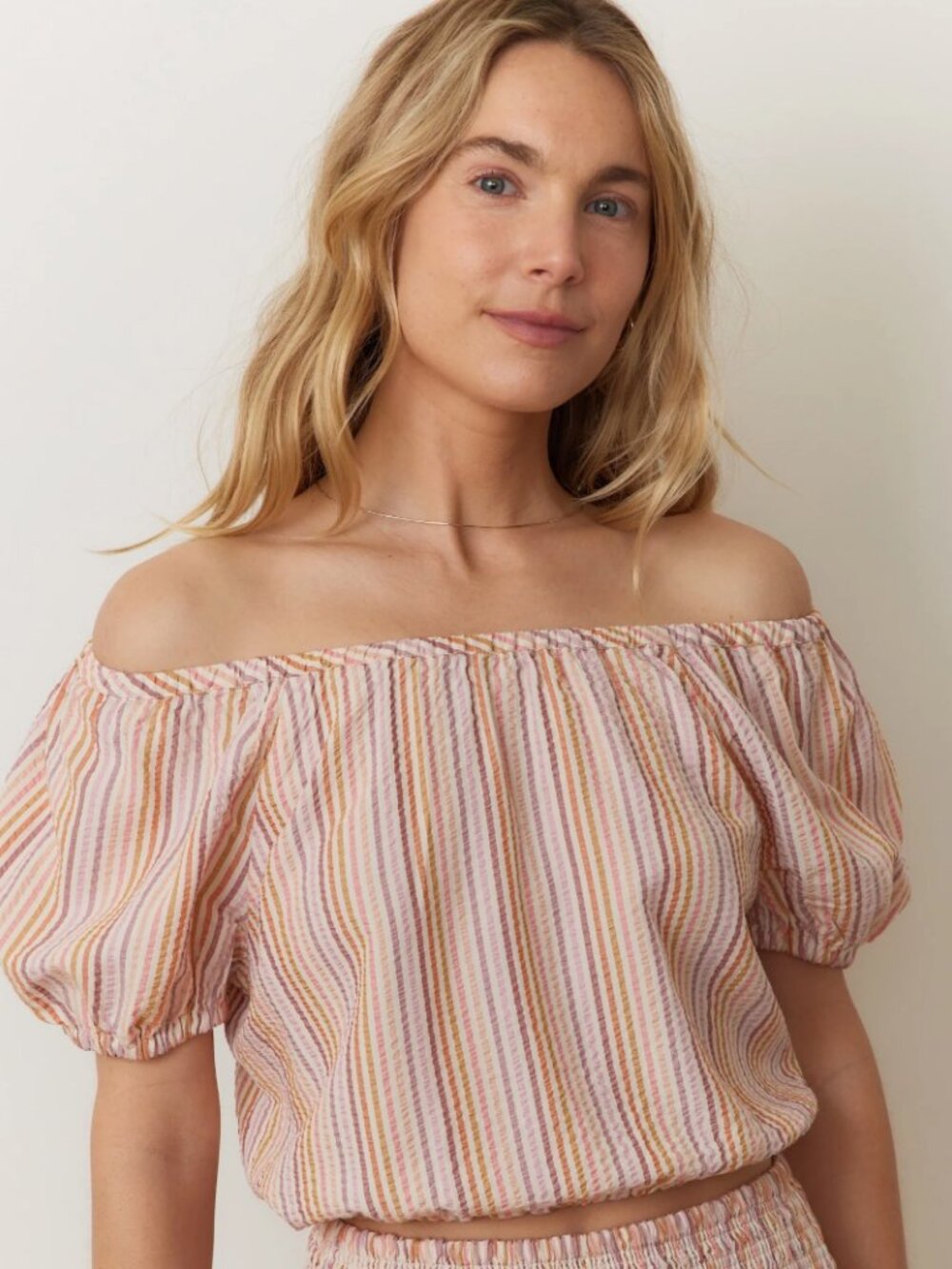 Marine Layer Marella Seersucker Crop Blouse